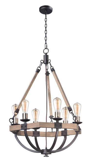 Maxim Lighting Lodge 6-Light Chandelier Weathered Oak/Bronze