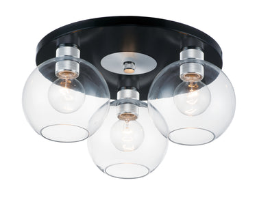 Maxim Lighting Vessel 3-Light Flush Mount Black/Brushed Aluminum