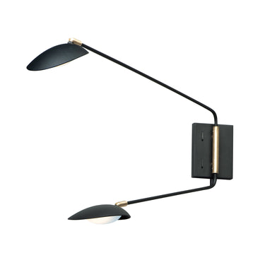 Maxim Lighting Scan 2-Light LED Pin-Up Wall Sconce Black/Satin Brass