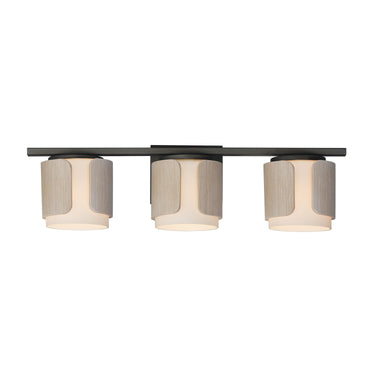 Maxim Lighting Draughtsman 3-Light Bath Vanity Natural Wood/Charcoal