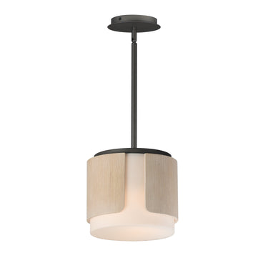 Maxim Lighting Draughtsman 10" Semi Flush Mount Pendant Natural Wood/Charcoal