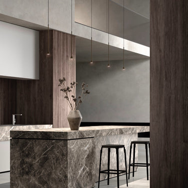 Penta Hail pendant light, slim metal pendant with a point of LED light