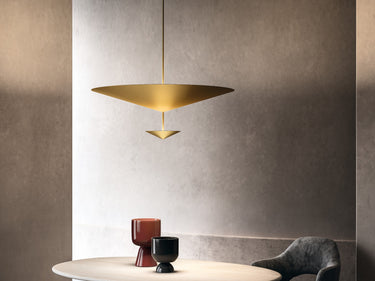 Penta Narciso pendant light by Nicola Gallizia, split cone that spreads and reflects the light