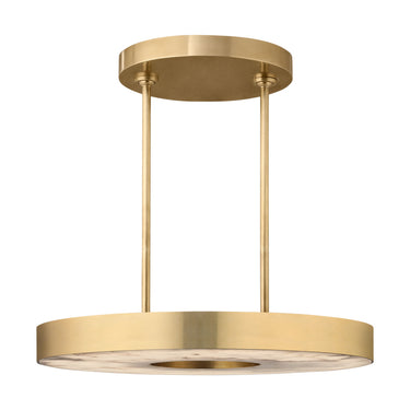 Wyllis 24" round LED chandelier, antique brass frame, alabaster diffuser, stylish.