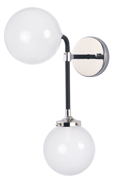 Maxim Lighting Atom 2-Light Wall Sconce Black/Polished Nickel