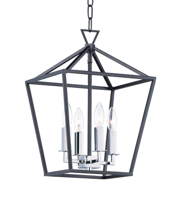 Maxim Lighting Abode 4-Light Small Chandelier Textured Black/Polished Nickel