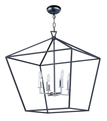 Maxim Lighting Abode 4-Light Chandelier Textured Black/Polished Nickel