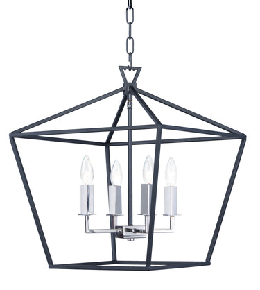 Maxim Lighting Abode 4-Light Chandelier Textured Black/Polished Nickel