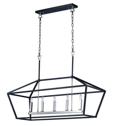 Maxim Lighting Abode 5-Light Linear Chandelier Textured Black/Polished Nickel
