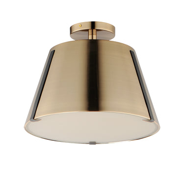 Maxim Lighting Carlo LED Semi Flush Mount Dark Bronze, Leather, Heritage Brass