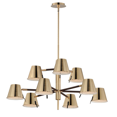 Maxim Lighting Carlo 9-Light LED Chandelier Dark Bronze, Leather, Heritage Brass