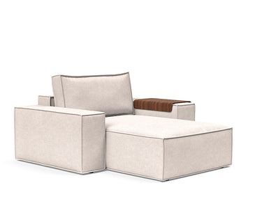 Newilla deep seat lounger chair with storage and wide arms in 255 Adario Basmati by Innovation Living