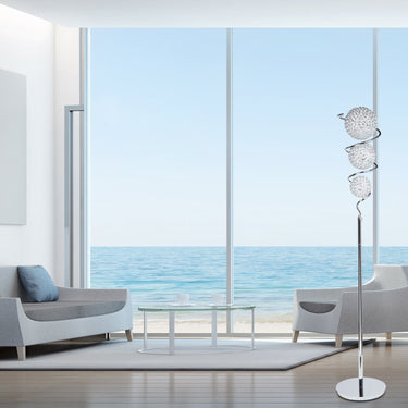 Finesse Decor Vertical Crystal Sphere Floor Lamp 3 Light