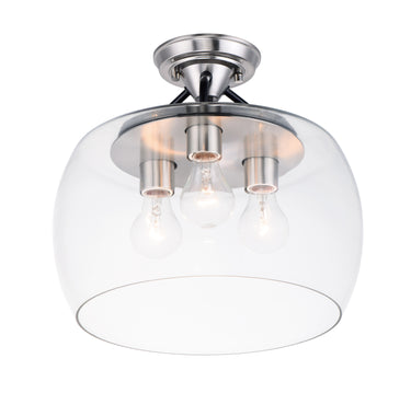 Maxim Lighting Goblet 3-Light Semi Flush Mount Black/Satin Nickel