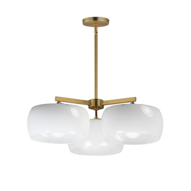 Maxim Lighting Glazed 3-Light Chandelier White/Natural Aged Brass