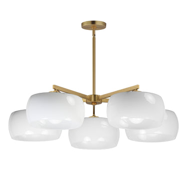 Maxim Lighting Glazed 5-Light Chandelier White/Natural Aged Brass