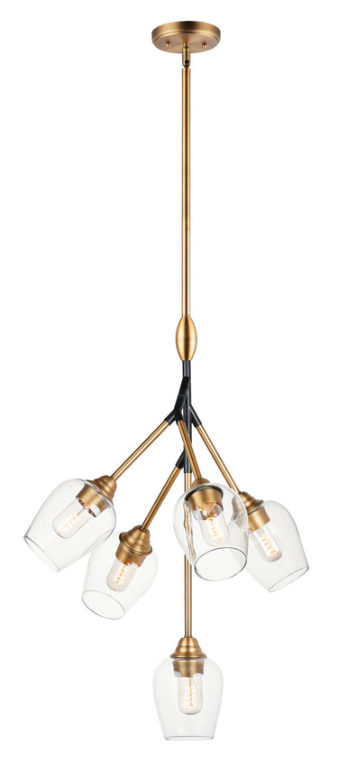Maxim Lighting Savvy 5-Light Pendant Antique Brass/Black