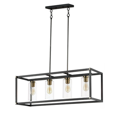 Maxim Lighting Capitol 4-Light Linear Pendant Black/Antique Brass