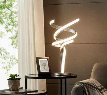 Finesse Decor Munich Silver Table Lamp LED Strip & Touch Dimmer