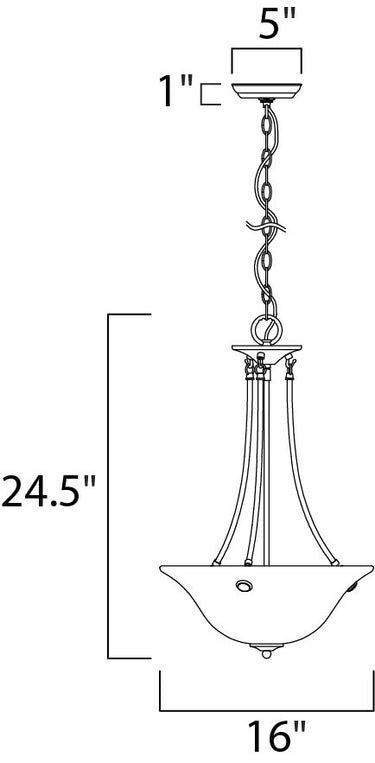 Maxim Lighting Malaga 3-Light Invert Bowl Pendant Satin Nickel