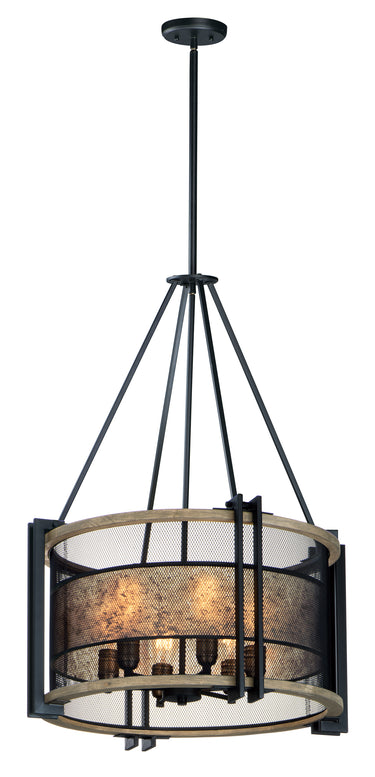 Maxim Lighting Boundry 6-Light Chandelier Black/Barn Wood/Antique Brass