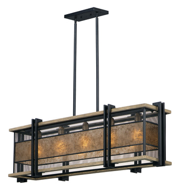 Maxim Lighting Boundry 5-Light Linear Pendant Black/Barn Wood/Antique Brass
