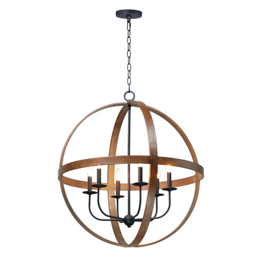 Maxim Lighting Compass 6-Light Pendant Antique Pecan/Black