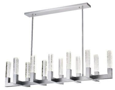 Finesse Decor 12 Light Rectangular Crystal Dianyi LED Chandelier Silver