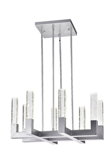 Finesse Decor 8 Light Square Crystal Dianyi LED Chandelier Silver
