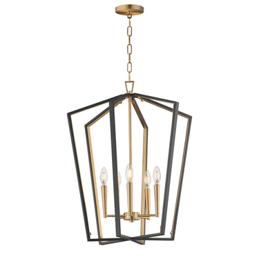 Maxim Lighting Melrose 5-Light Pendant Black/Natural Aged Brass