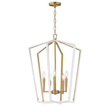 Maxim Lighting Melrose 5-Light Pendant White/Natural Aged Brass