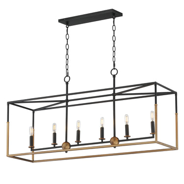 Maxim Lighting Soho 6-Light Linear Pendant Black/Weathered Brass