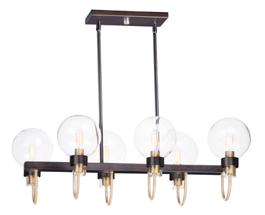 Maxim Lighting Bauhaus 6-Light Linear Chandelier Bronze/Satin Brass