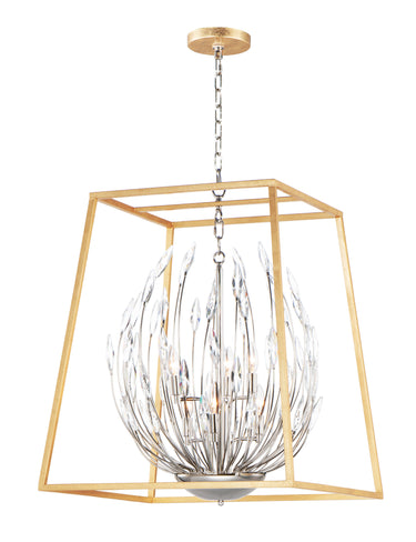 Maxim Lighting Bouquet 6-Light Pendant Polished Nickel/Gold Leaf