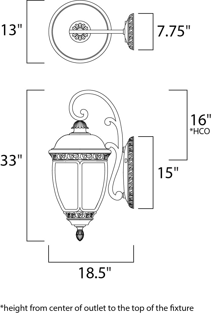 Maxim Knob Hill Cast 3-Light Outdoor Wall Lantern