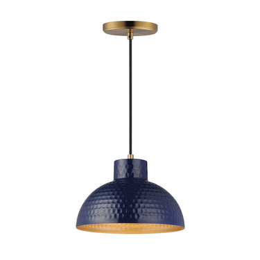 Maxim Lighting Rockport 10" Pendant Glossy Navy/Natural Aged Brass