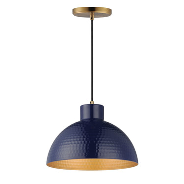 Maxim Lighting Rockport 12" Pendant Glossy Navy/Natural Aged Brass