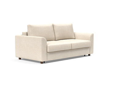 Modern Neah queen sleeper sofa in 365 Halifax Shell upholstery with curved arms, space-saving queen sofa bed by Innovation Living for living rooms.