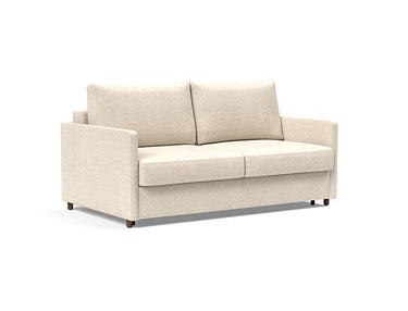 Neah Queen Size Sleeper Sofa with Slim Arms in 365 Hailfax Shell by Innovation Living, modern compact queen sofa bed for small living rooms