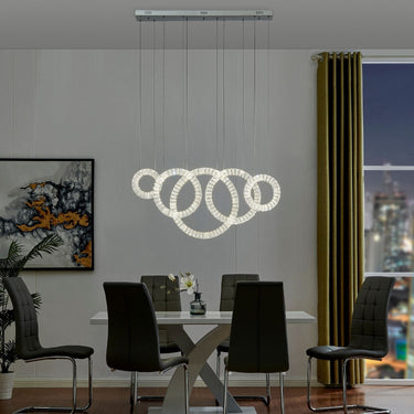 Finesse Decor 5 Hoop Crystal Progression Chandelier Chrome