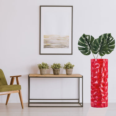 Finesse Decor Textured Honeycomb Vase Red, 36"