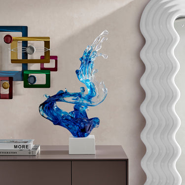Finesse Decor Breaker Wave 21" Tall Sculpture Ocean Blue