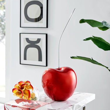 Finesse Decor Large Metallic Red Cherry Sculpture 25" Tall