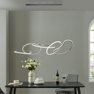 Finesse Decor Seoul LED Hoops Rectangular Chandelier Chrome