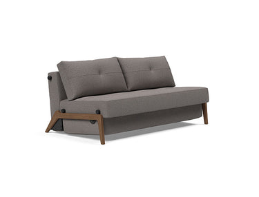 Cubed Queen Sleeper Sofa in 521 Mixed Dance Grey with dark wood legs by Innovation Living – modern Scandinavian compact sofa bed