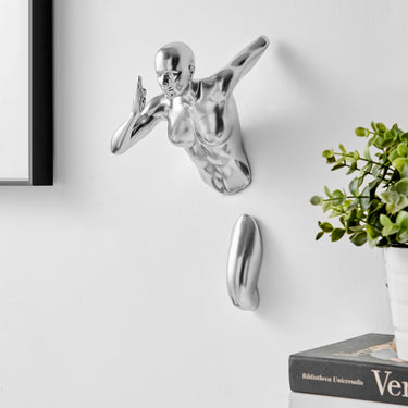 Finesse Decor Runner Woman 13" Wall Sculpture Chrome