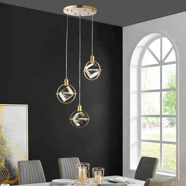 Finesse Decor Hollywood Cube 3 Light Pendant Gold