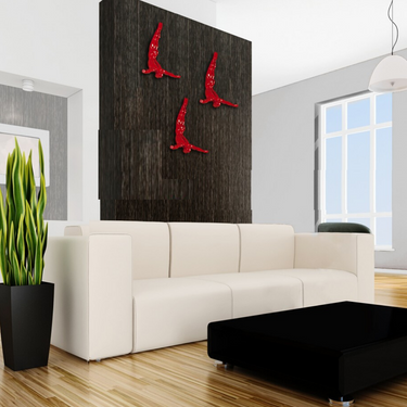 Finesse Decor Set of Three Large Wall Divers Glossy Red