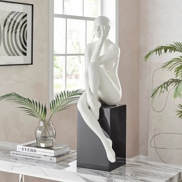 Finesse Decor Antoinette Doll Sculpture Matte White with Black Base