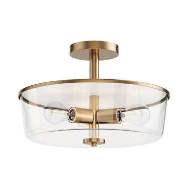 Maxim Lighting Fuller 3-Light Semi Flush/Pendant Convertible Natural Aged Brass